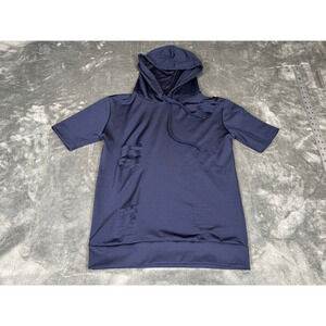 VNVNE Women Casual Ripped Hole Pullover Hoodie Small Dark Blue